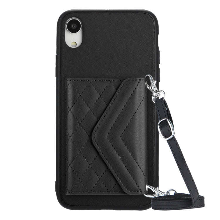Rhombic Texture Card Bag RFID Phone Case with Long Lanyard, For iPhone 12 mini, For iPhone 11 Pro...