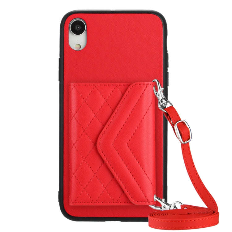 Rhombic Texture Card Bag RFID Phone Case with Long Lanyard, For iPhone 12 mini, For iPhone 11 Pro...