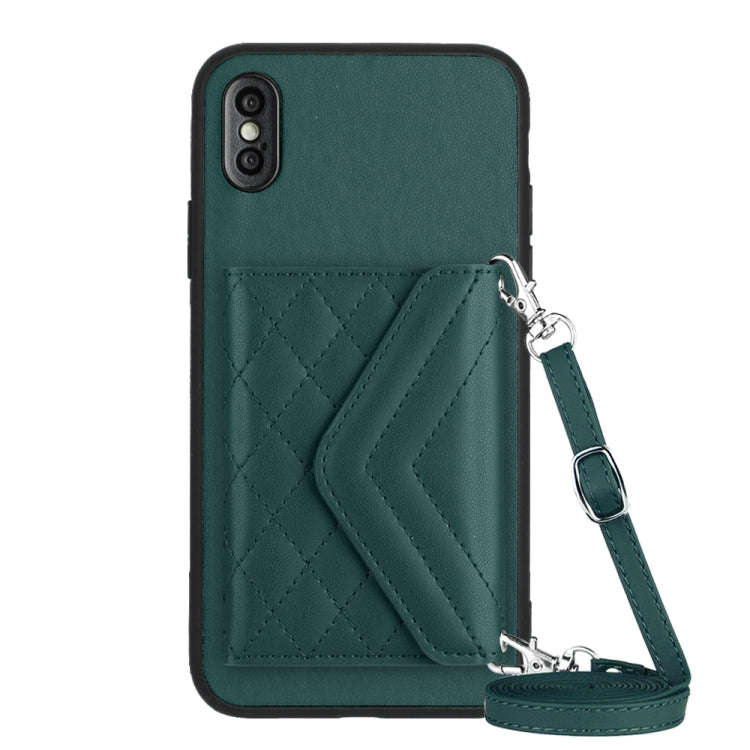 Rhombic Texture Card Bag RFID Phone Case with Long Lanyard, For iPhone 12 mini, For iPhone 11 Pro...