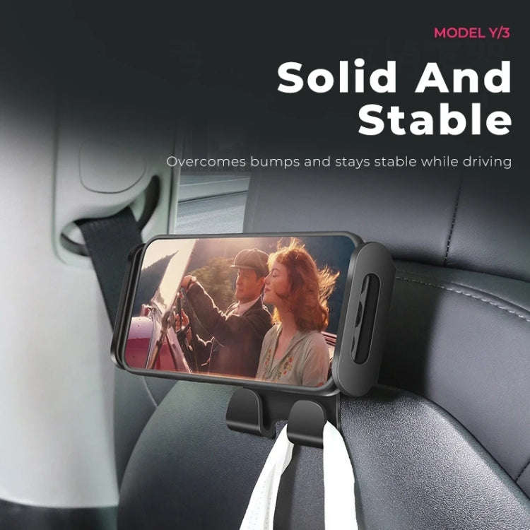 For Tesla Model 3 / Y Car Rear Seat Phone Tablet Holder, Bracket Base, Base + Phone Bracket