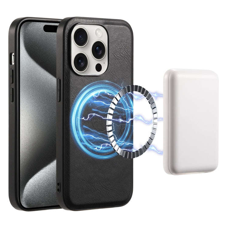 Denior Cowhide Texture Leather MagSafe Phone Case, For iPhone 16 Pro Max, For iPhone 16 Pro, For ...
