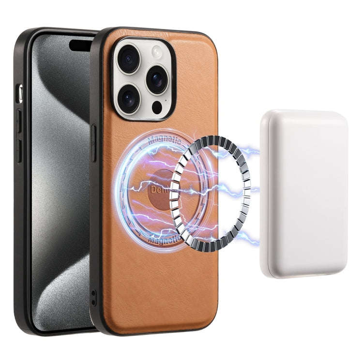 Denior Cowhide Texture Leather MagSafe Phone Case, For iPhone 16 Pro Max, For iPhone 16 Pro, For ...