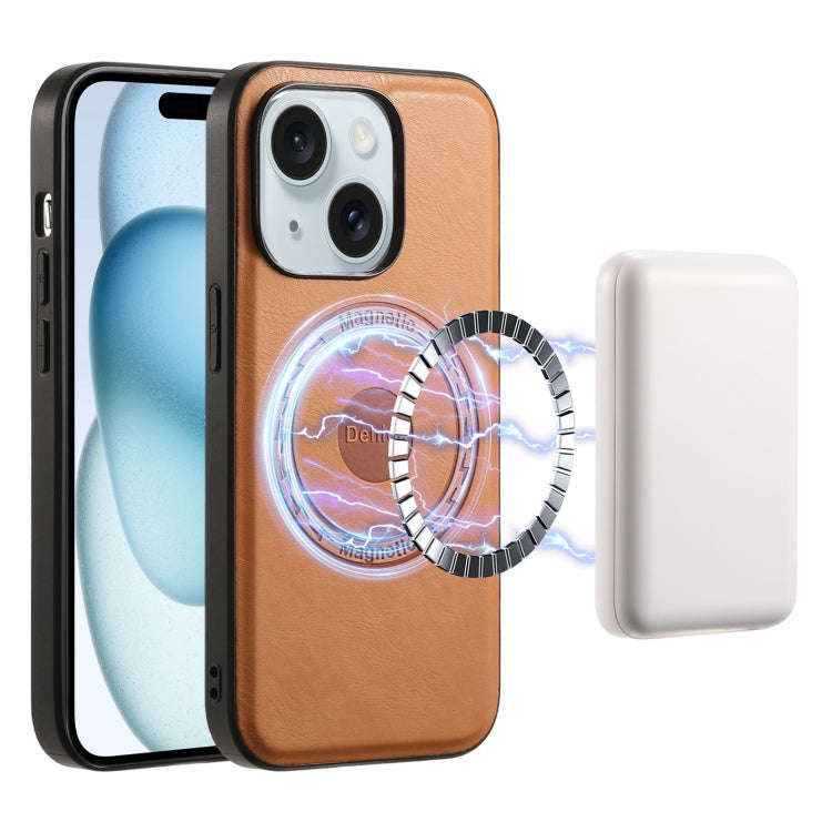 Denior Cowhide Texture Leather MagSafe Phone Case, For iPhone 16 Pro Max, For iPhone 16 Pro, For ...