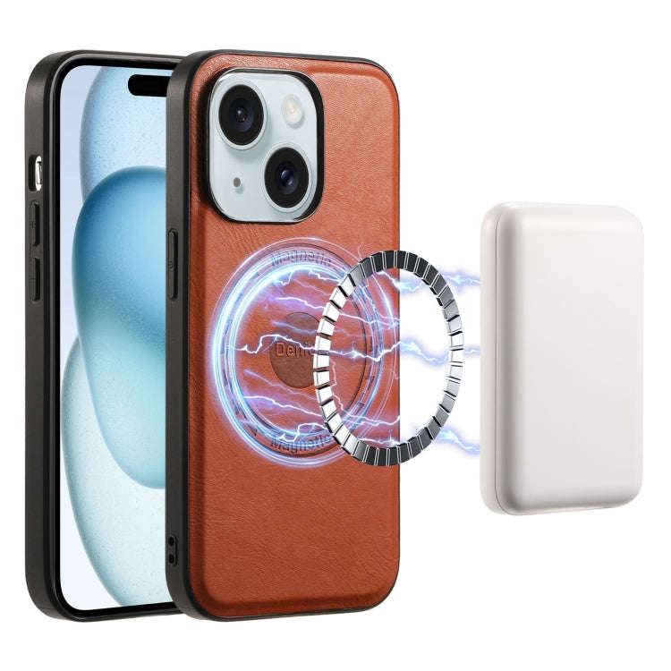 Denior Cowhide Texture Leather MagSafe Phone Case, For iPhone 16 Pro Max, For iPhone 16 Pro, For ...