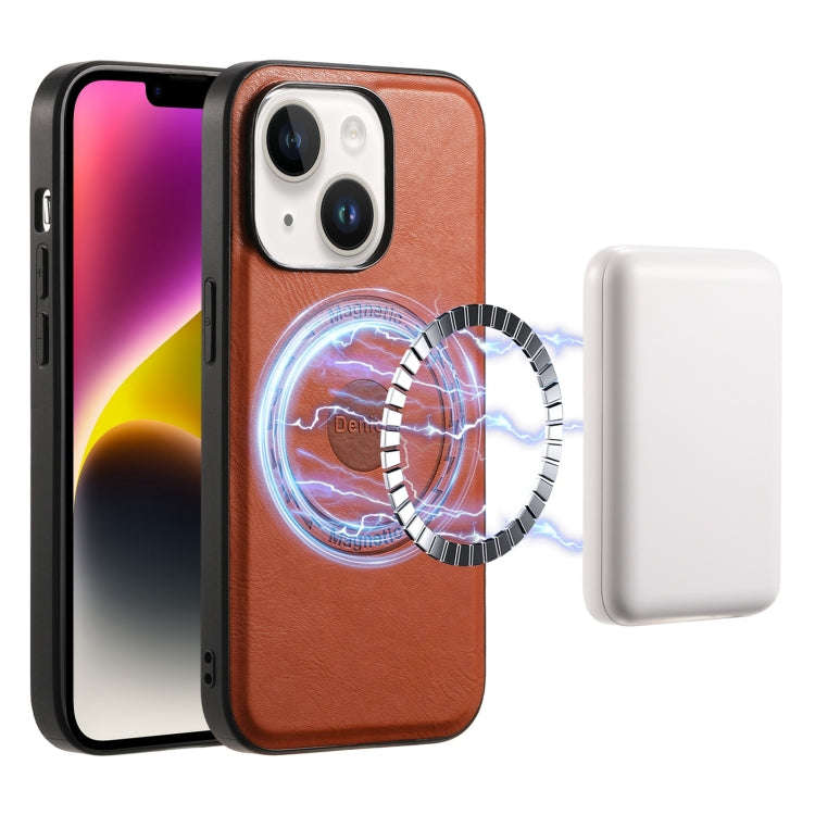 Denior Cowhide Texture Leather MagSafe Phone Case, For iPhone 16 Pro Max, For iPhone 16 Pro, For ...