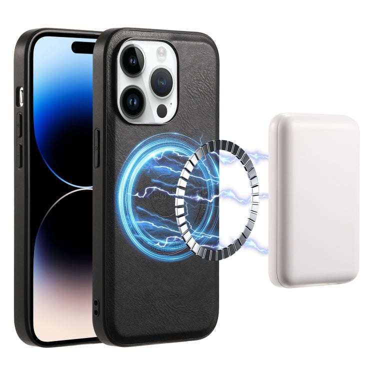 Denior Cowhide Texture Leather MagSafe Phone Case, For iPhone 16 Pro Max, For iPhone 16 Pro, For ...