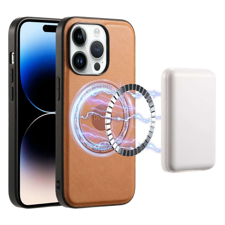 Denior Cowhide Texture Leather MagSafe Phone Case, For iPhone 16 Pro Max, For iPhone 16 Pro, For ...