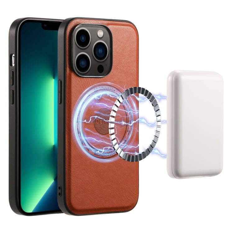 Denior Cowhide Texture Leather MagSafe Phone Case, For iPhone 13 Pro Max, For iPhone 13 Pro, For ...
