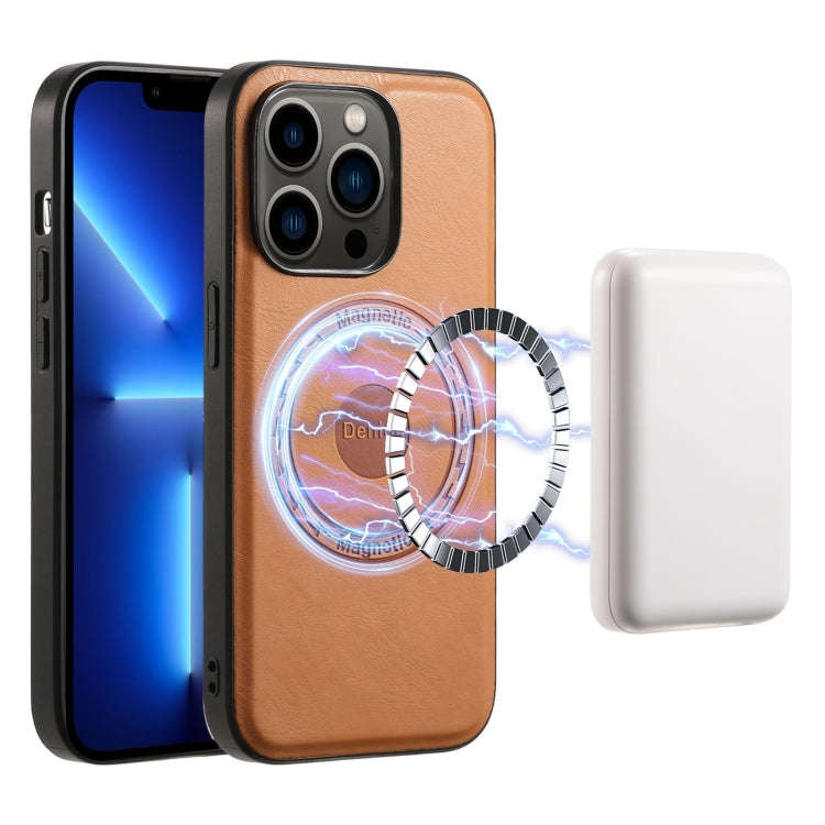 Denior Cowhide Texture Leather MagSafe Phone Case, For iPhone 13 Pro Max, For iPhone 13 Pro, For ...