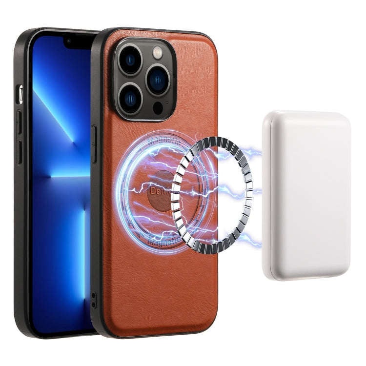 Denior Cowhide Texture Leather MagSafe Phone Case, For iPhone 13 Pro Max, For iPhone 13 Pro, For ...