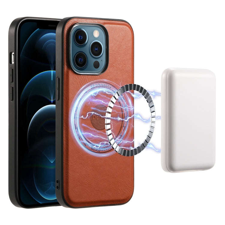 Denior Cowhide Texture Leather MagSafe Phone Case, For iPhone 13 Pro Max, For iPhone 13 Pro, For ...