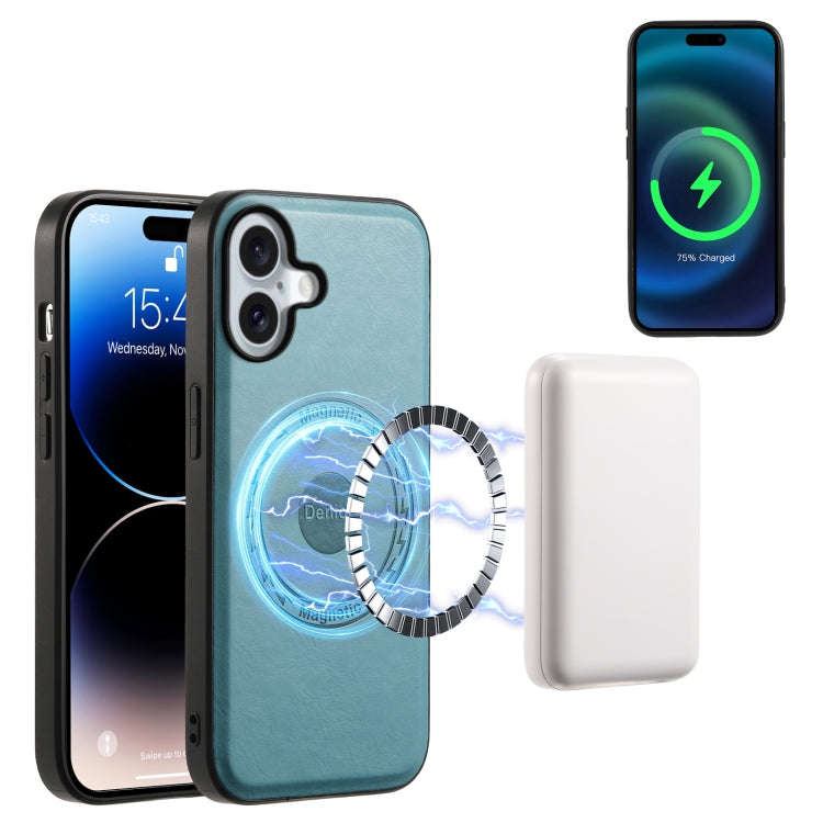 Denior Cowhide Texture Leather MagSafe Phone Case, For iPhone 16 Pro Max, For iPhone 16 Pro, For ...