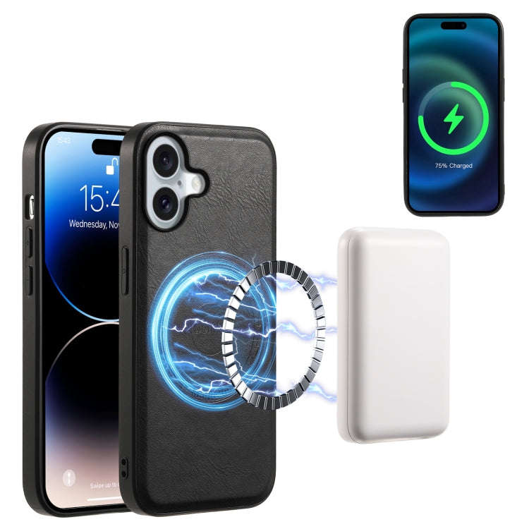 Denior Cowhide Texture Leather MagSafe Phone Case, For iPhone 16 Pro Max, For iPhone 16 Pro, For ...