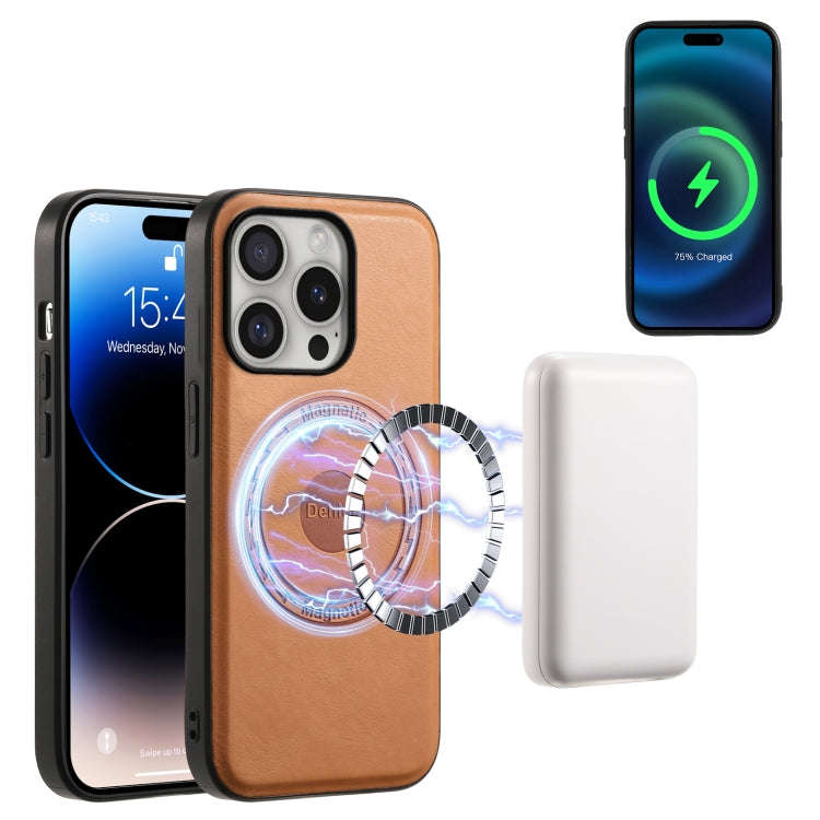 Denior Cowhide Texture Leather MagSafe Phone Case, For iPhone 16 Pro Max, For iPhone 16 Pro, For ...