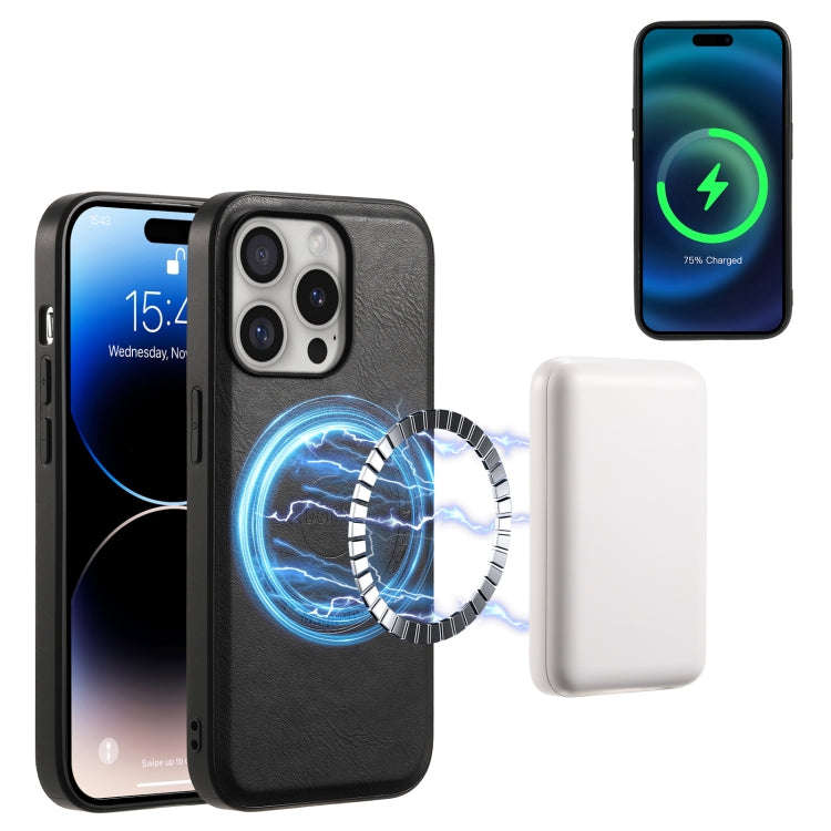 Denior Cowhide Texture Leather MagSafe Phone Case, For iPhone 16 Pro Max, For iPhone 16 Pro, For ...