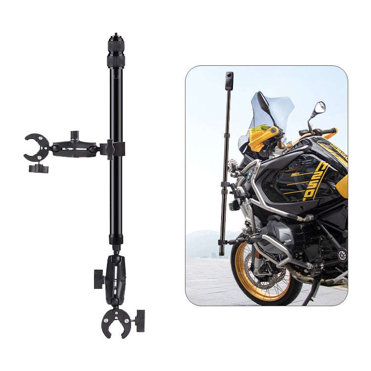 Motorcycle Clamps Handlebar Fixed Mount 3-stage Telescopic Selfie Stick, Double Dual-heads Crabs ...
