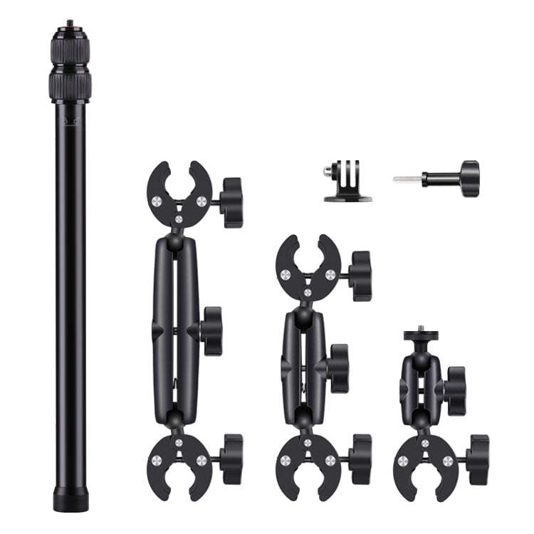 Motorcycle Clamps Handlebar Fixed Mount 3-stage Telescopic Selfie Stick, Double Dual-heads Crabs ...