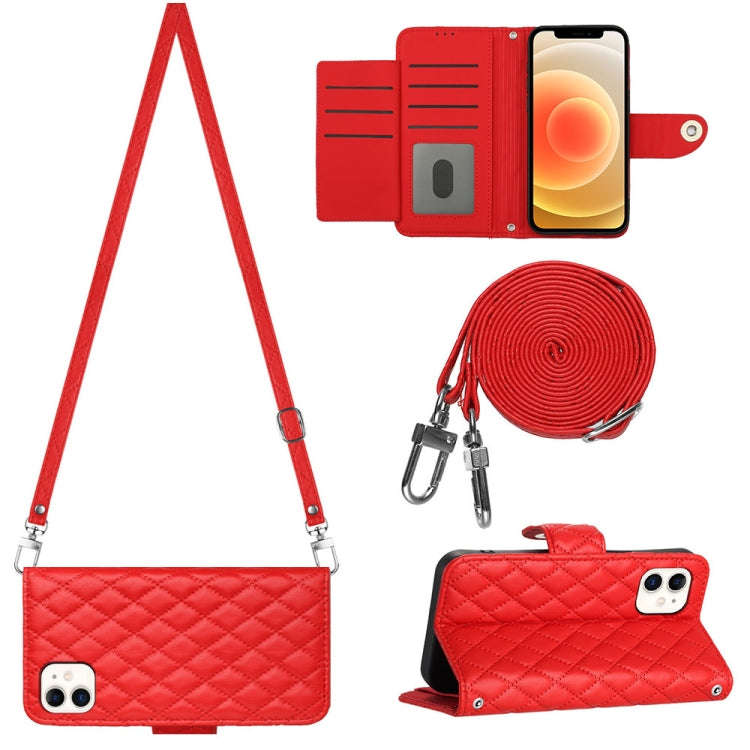 Rhombic Texture Flip Leather Phone Case with Long Lanyard, For iPhone SE 2022 / 2020 / 8 / 7, For...