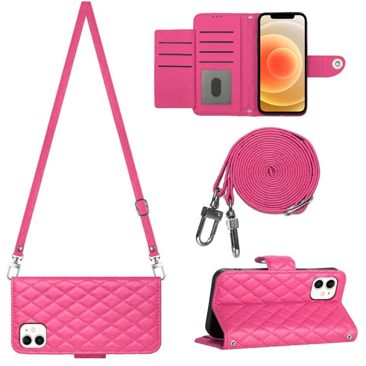 Rhombic Texture Flip Leather Phone Case with Long Lanyard, For iPhone SE 2022 / 2020 / 8 / 7, For...