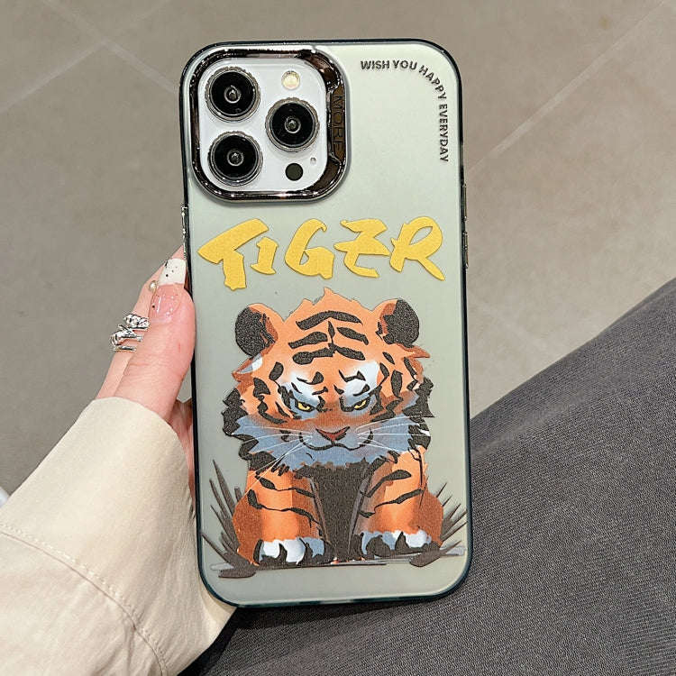 Electroplated Lens Ring Cartoon Animal Phone Case, For iPhone 15 Pro Max, For iPhone 15 Pro, For ...