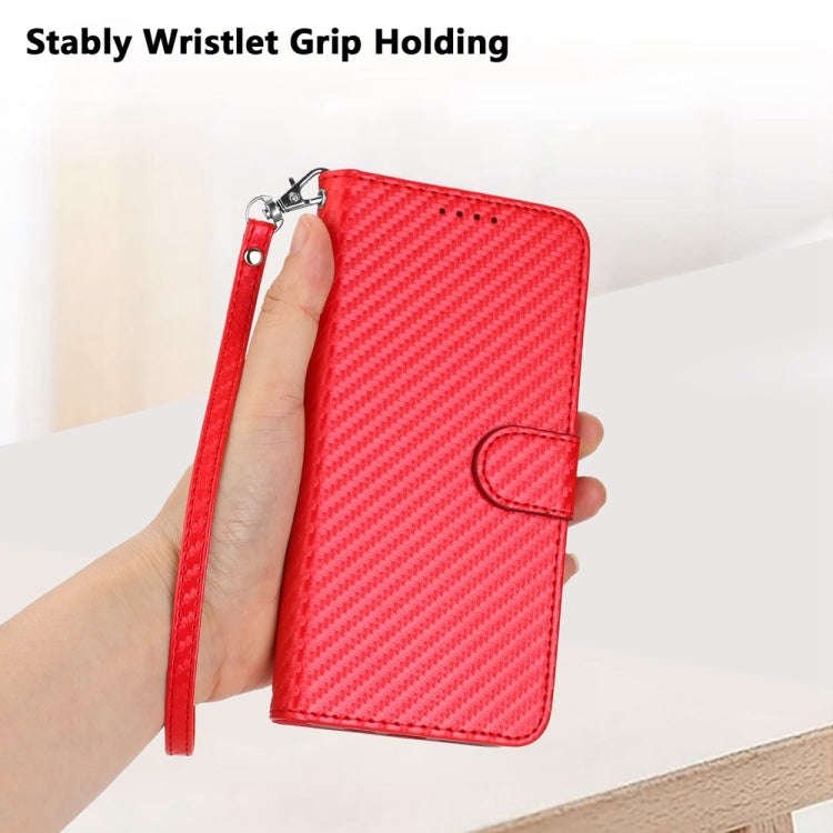 YX0070 Carbon Fiber Buckle Leather Phone Case with Lanyard, For iPhone 12 mini, For iPhone 11 Pro...
