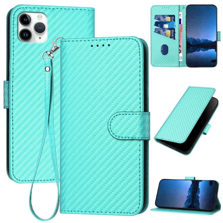 YX0070 Carbon Fiber Buckle Leather Phone Case with Lanyard, For iPhone 12 mini, For iPhone 11 Pro...