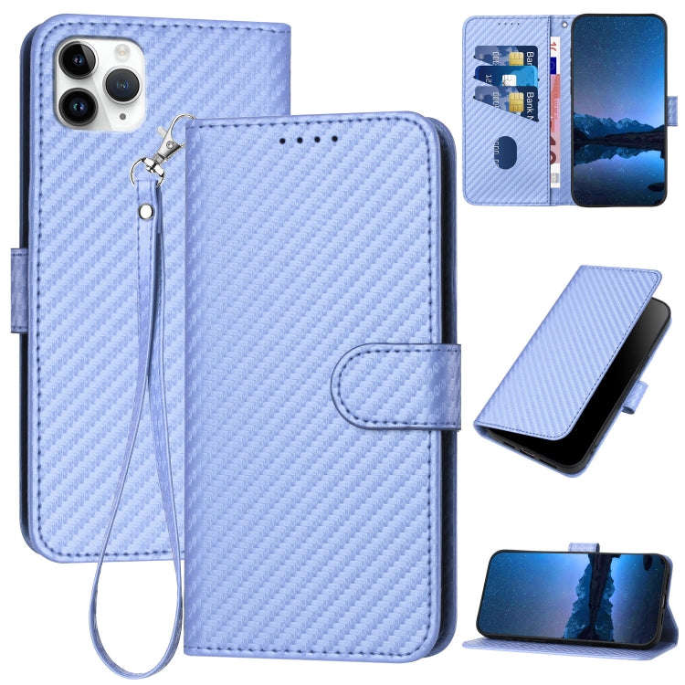 YX0070 Carbon Fiber Buckle Leather Phone Case with Lanyard, For iPhone 12 mini, For iPhone 11 Pro...