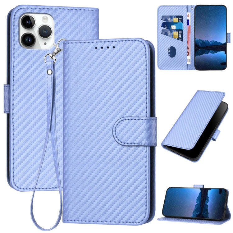 YX0070 Carbon Fiber Buckle Leather Phone Case with Lanyard, For iPhone 12 mini, For iPhone 11 Pro...