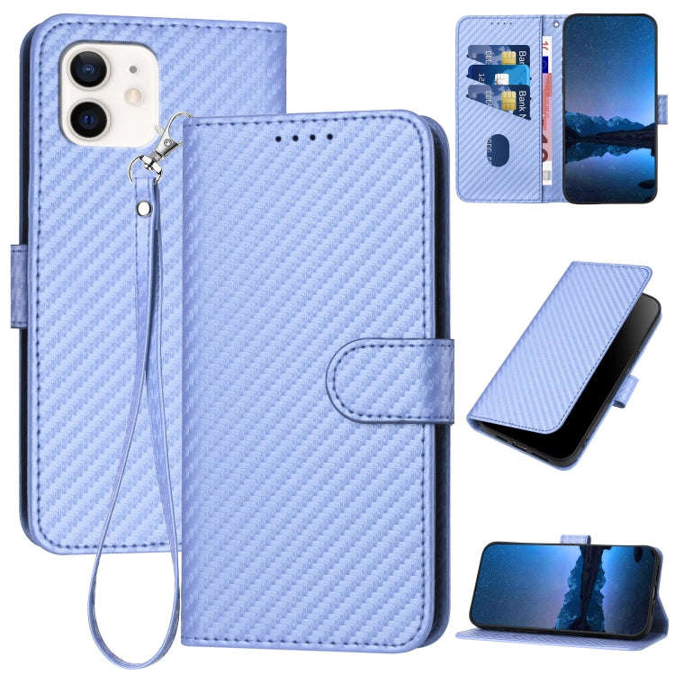 YX0070 Carbon Fiber Buckle Leather Phone Case with Lanyard, For iPhone 12 mini, For iPhone 11 Pro...