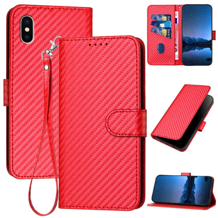 YX0070 Carbon Fiber Buckle Leather Phone Case with Lanyard, For iPhone 12 mini, For iPhone 11 Pro...