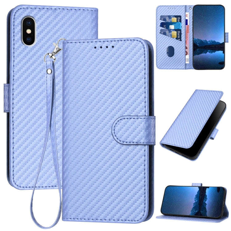 YX0070 Carbon Fiber Buckle Leather Phone Case with Lanyard, For iPhone 12 mini, For iPhone 11 Pro...