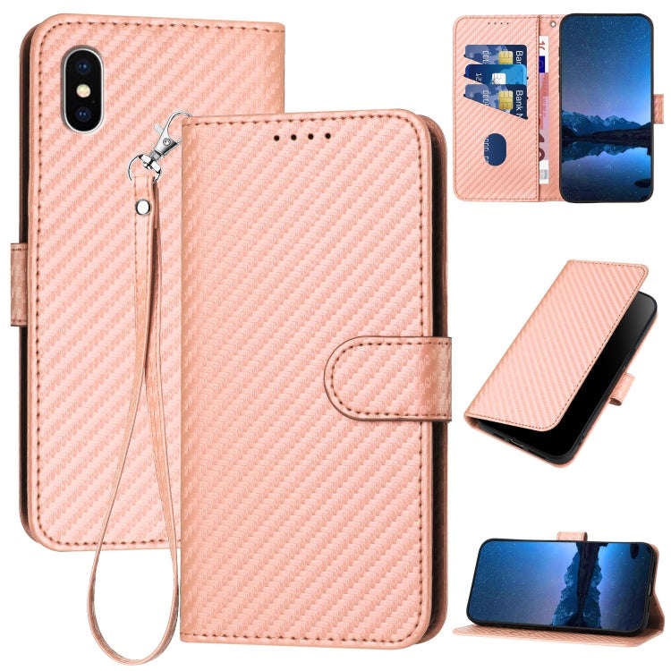 YX0070 Carbon Fiber Buckle Leather Phone Case with Lanyard, For iPhone 12 mini, For iPhone 11 Pro...