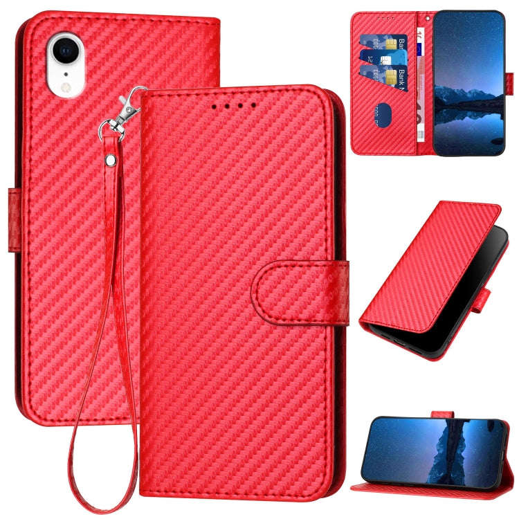 YX0070 Carbon Fiber Buckle Leather Phone Case with Lanyard, For iPhone 12 mini, For iPhone 11 Pro...