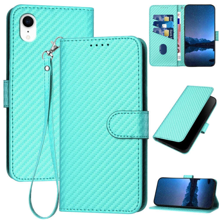 YX0070 Carbon Fiber Buckle Leather Phone Case with Lanyard, For iPhone 12 mini, For iPhone 11 Pro...