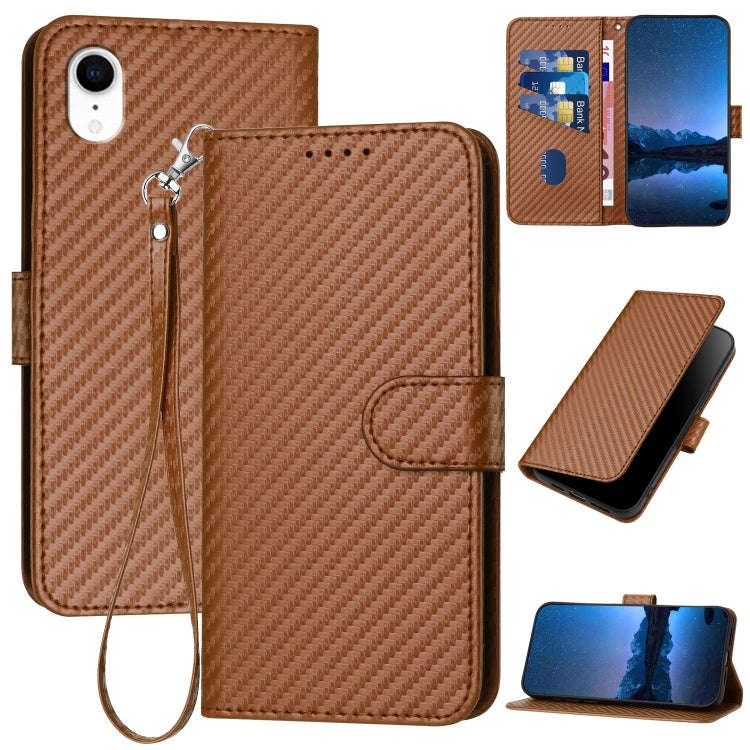 YX0070 Carbon Fiber Buckle Leather Phone Case with Lanyard, For iPhone 12 mini, For iPhone 11 Pro...