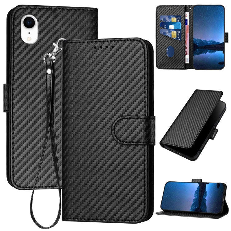 YX0070 Carbon Fiber Buckle Leather Phone Case with Lanyard, For iPhone 12 mini, For iPhone 11 Pro...