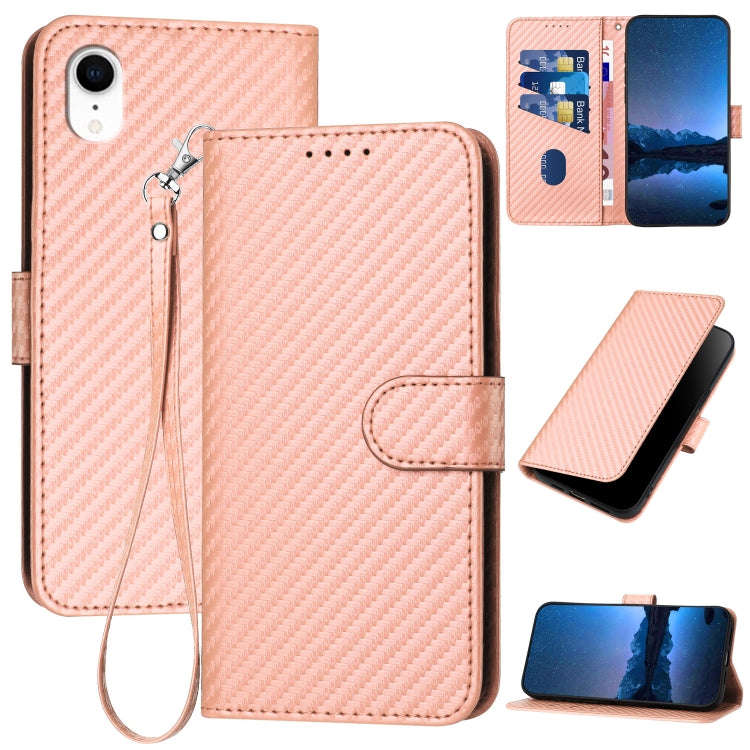 YX0070 Carbon Fiber Buckle Leather Phone Case with Lanyard, For iPhone 12 mini, For iPhone 11 Pro...