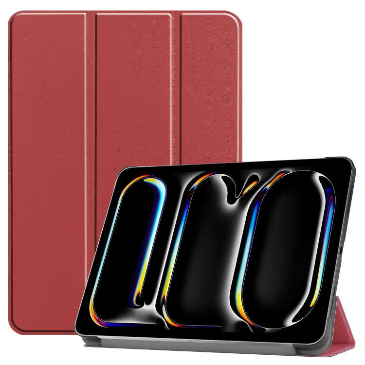 Custer Pure Color 3-Fold Holder Smart Leather Tablet Case, For iPad Pro 11 2025 / 2024