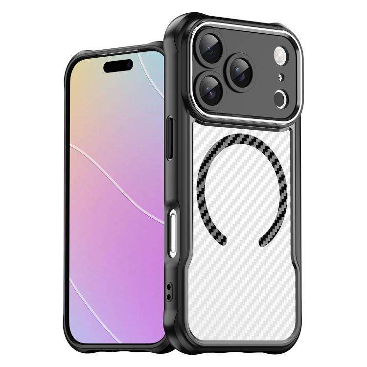 Carbon Fiber Texture MagSafe Translucent Phone Case, For iPhone 18 Pro, For iPhone 18 Pro Max, Fo...