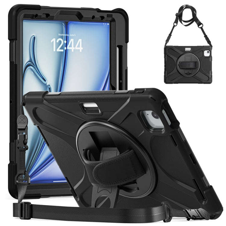 Rotatable Holder Silicone Hybrid PC Tablet Case with Shoulder Strap, For iPad Air 13 2026 / 2025 ...