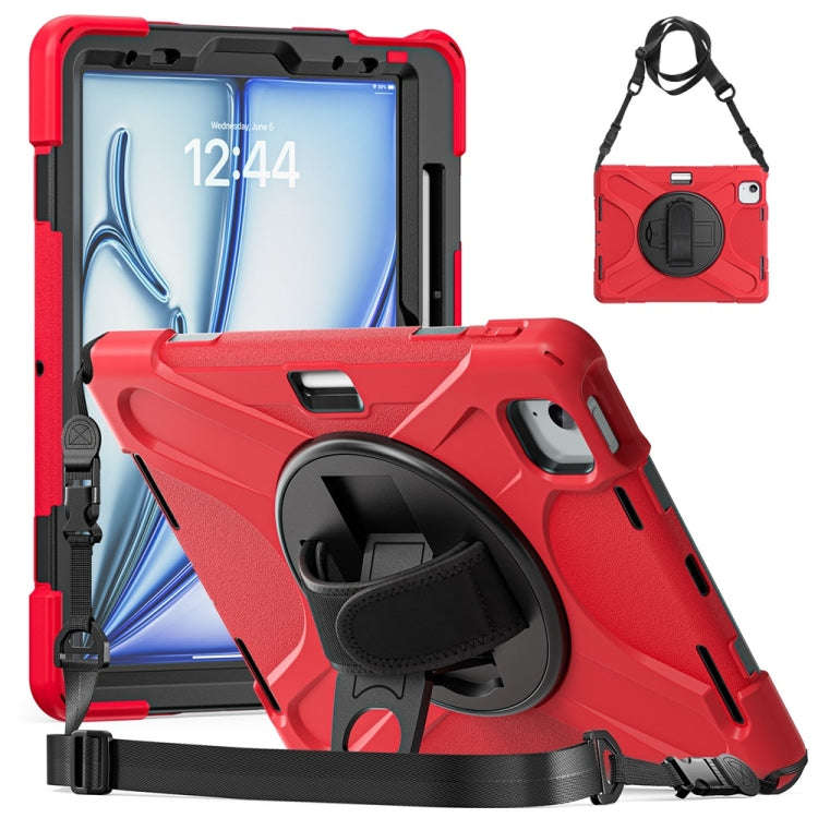 Rotatable Holder Silicone Hybrid PC Tablet Case with Shoulder Strap, For iPad Air 13 2026 / 2025 ...