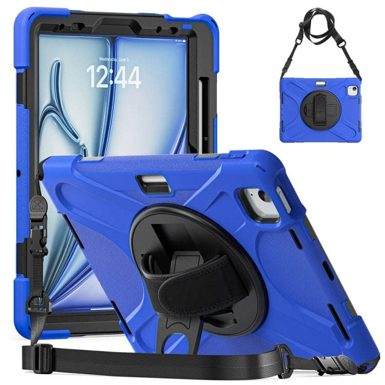 Rotatable Holder Silicone Hybrid PC Tablet Case with Shoulder Strap, For iPad Air 13 2026 / 2025 ...