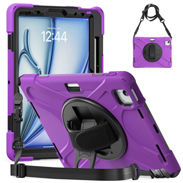 Rotatable Holder Silicone Hybrid PC Tablet Case with Shoulder Strap, For iPad Air 13 2026 / 2025 ...