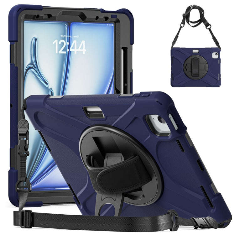 Rotatable Holder Silicone Hybrid PC Tablet Case with Shoulder Strap, For iPad Air 13 2026 / 2025 ...