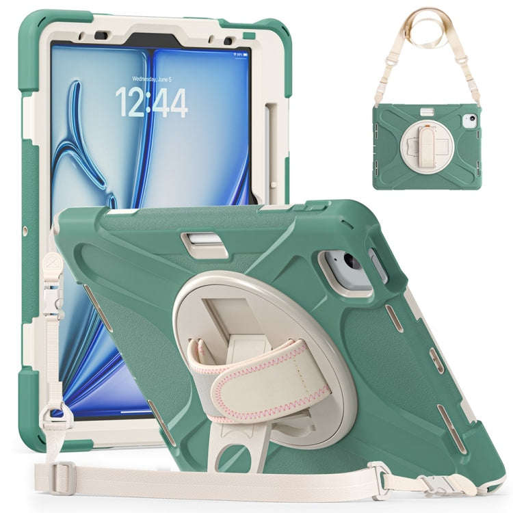 Rotatable Holder Silicone Hybrid PC Tablet Case with Shoulder Strap, For iPad Air 13 2026 / 2025 ...