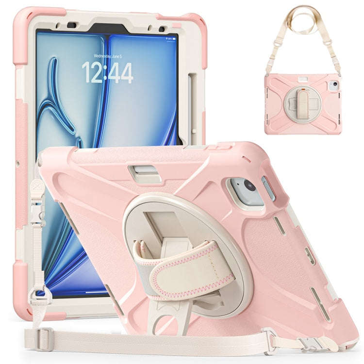 Rotatable Holder Silicone Hybrid PC Tablet Case with Shoulder Strap, For iPad Air 13 2026 / 2025 ...