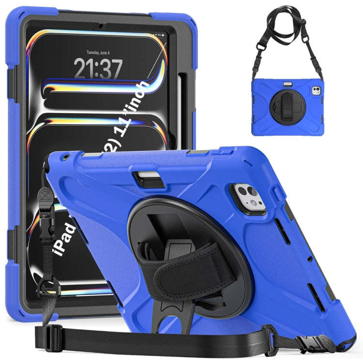 Rotatable Holder Silicone Hybrid PC Tablet Case with Shoulder Strap, For iPad Air 13 2026 / 2025 ...