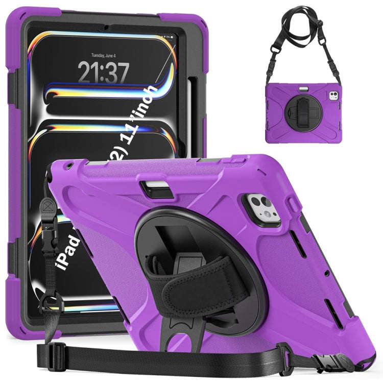 Rotatable Holder Silicone Hybrid PC Tablet Case with Shoulder Strap, For iPad Air 13 2026 / 2025 ...