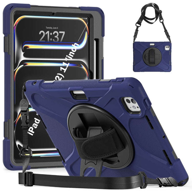Rotatable Holder Silicone Hybrid PC Tablet Case with Shoulder Strap, For iPad Air 13 2026 / 2025 ...