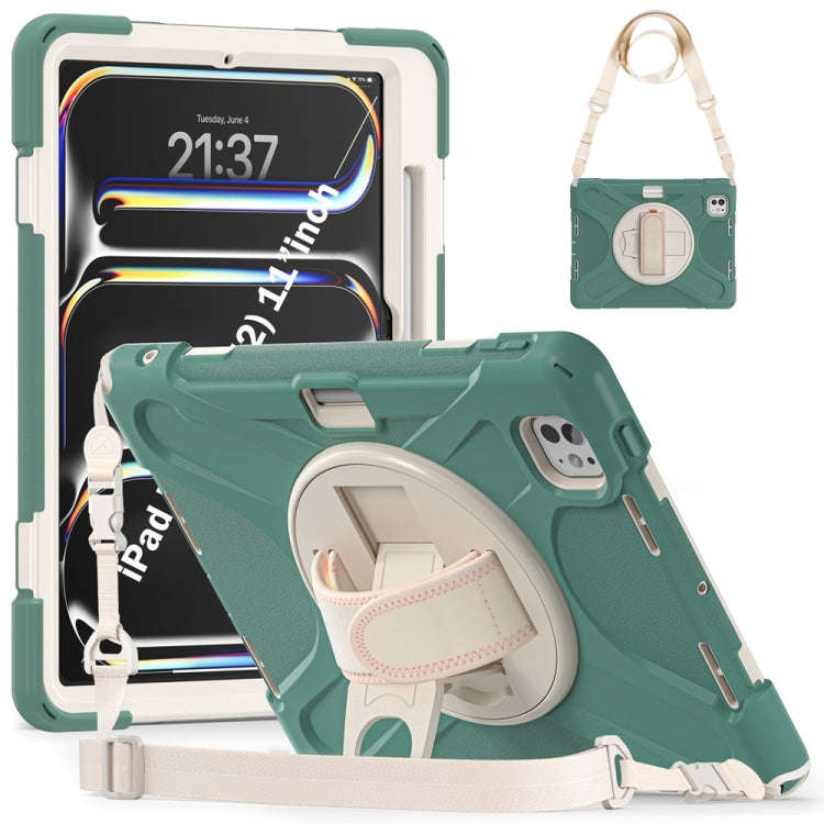Rotatable Holder Silicone Hybrid PC Tablet Case with Shoulder Strap, For iPad Air 13 2026 / 2025 ...